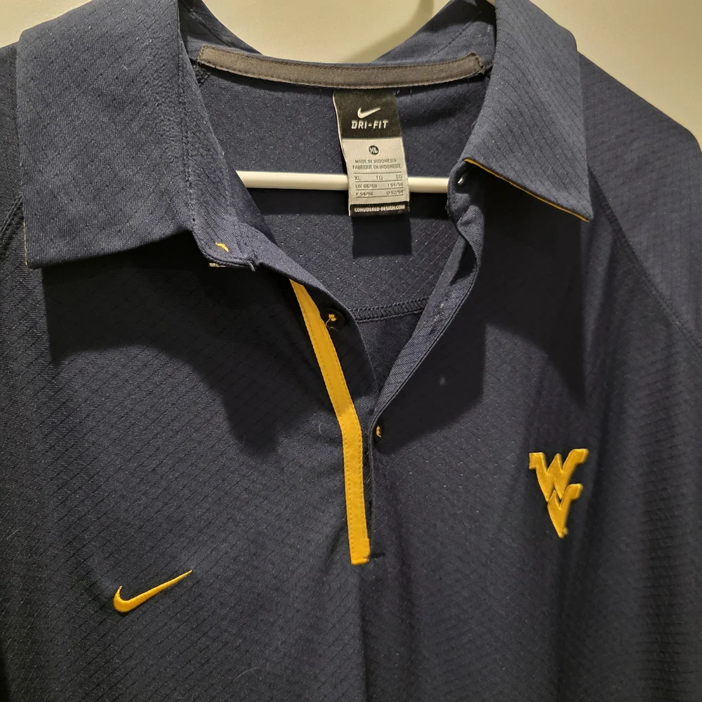 Nike WVU West Virginia University Dri-Fit Men Polo Shirt Mountaineers Football - Picture 4 of 10
